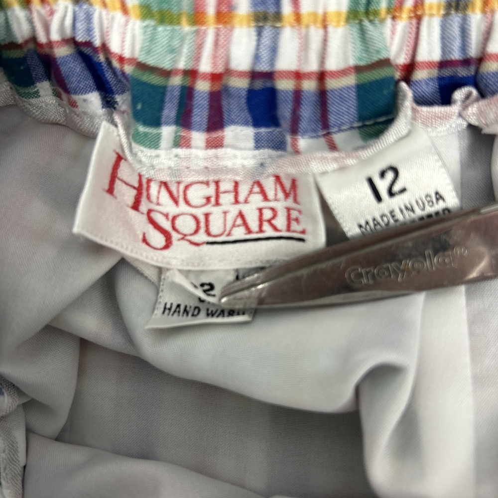 VTG Hingham‎ Square Skirt Full Button Pencil Plaid Lined Elastic Waist USA Made - Picture 8 of 10